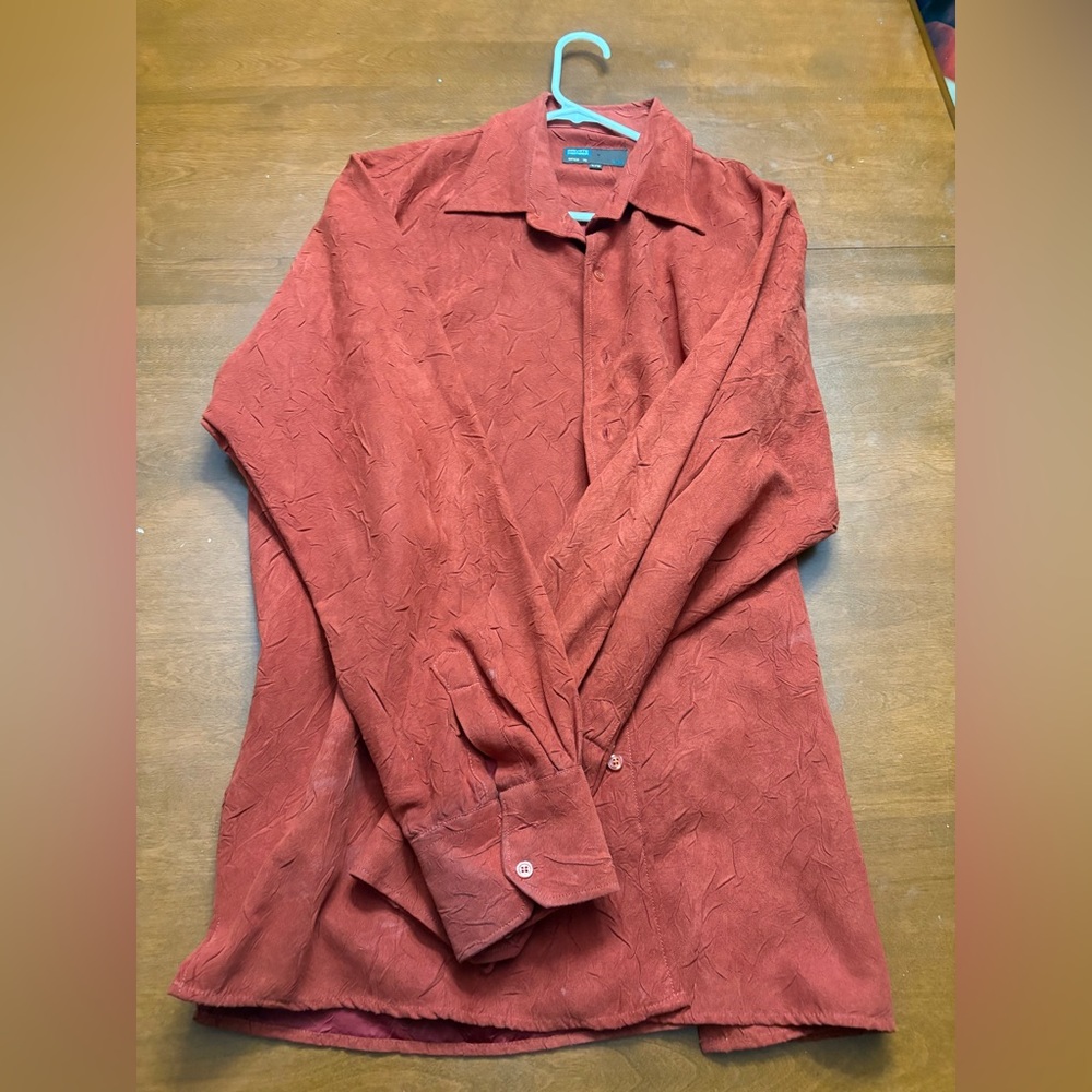 Men's Casual Rust Button Down Shirt